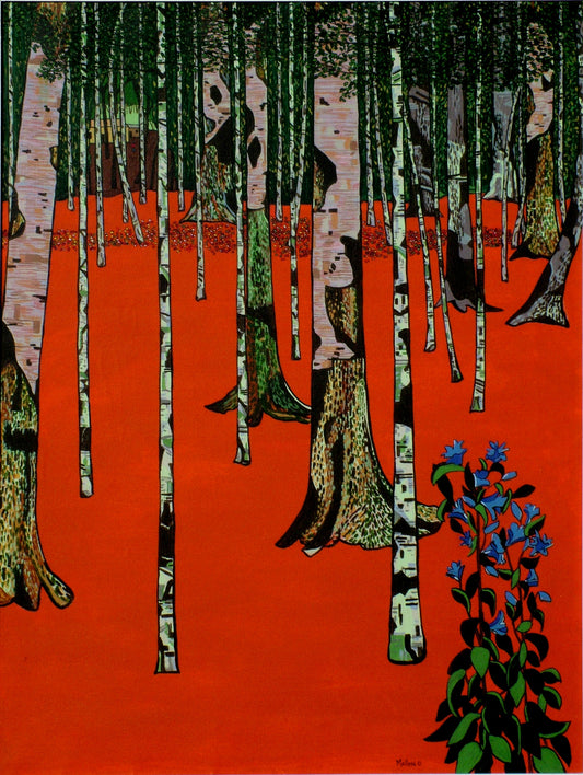Forest Landscape. Birch Forest. Birch Trees. Art Print. Mounted. Eddie Mallon.