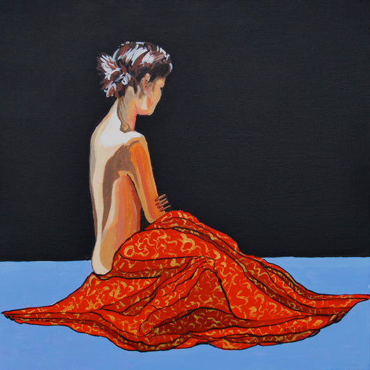 Figure and Red Blanket. Figure Study. Art Print. Mounted. Eddie Mallon.