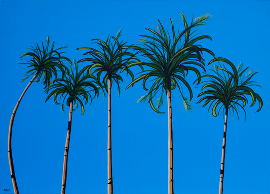 Palm Trees. Hermosa Beach. California. Art Print. Mounted. Eddie Mallon.