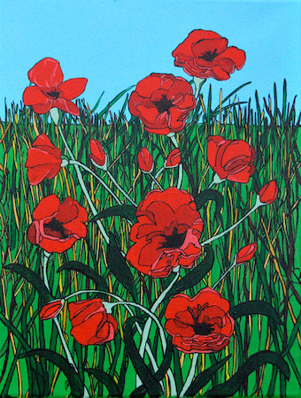 Flower Art. Poppies. Red Poppies. Poppy Field. Art Print. Mounted. Eddie Mallon.