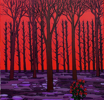 Hillsborough Forest Park. Co. down. Red Sky at Night. Art Print. Mounted. Eddie Mallon.