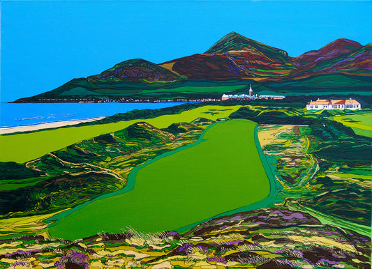 Royal County Down Golf Club. Newcastle. Mountains of Mourne. Art Print. Mounted. Eddie Mallon.