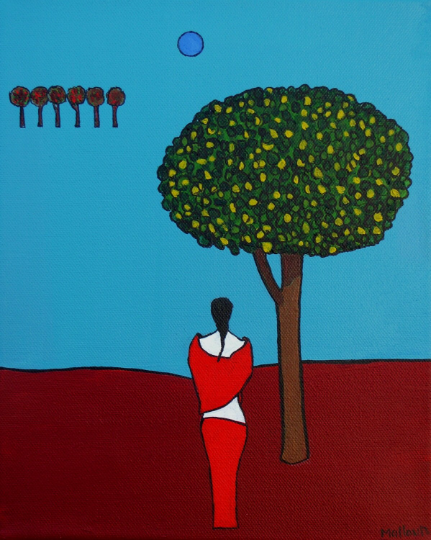Under The Tree. Figurative Art. figure Study. Art Print. Mounted. Eddie Mallon.